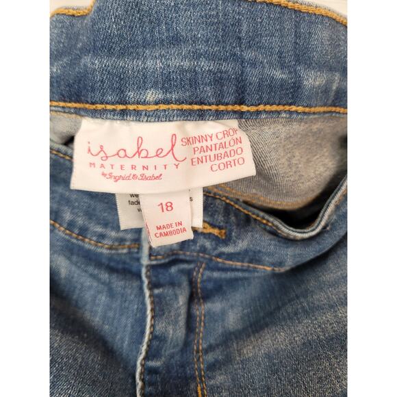 Isabel Maternity Skinny Crop Under Belly Medium Blue Side Panel Jeans Sz 18/34 - Picture 4 of 9